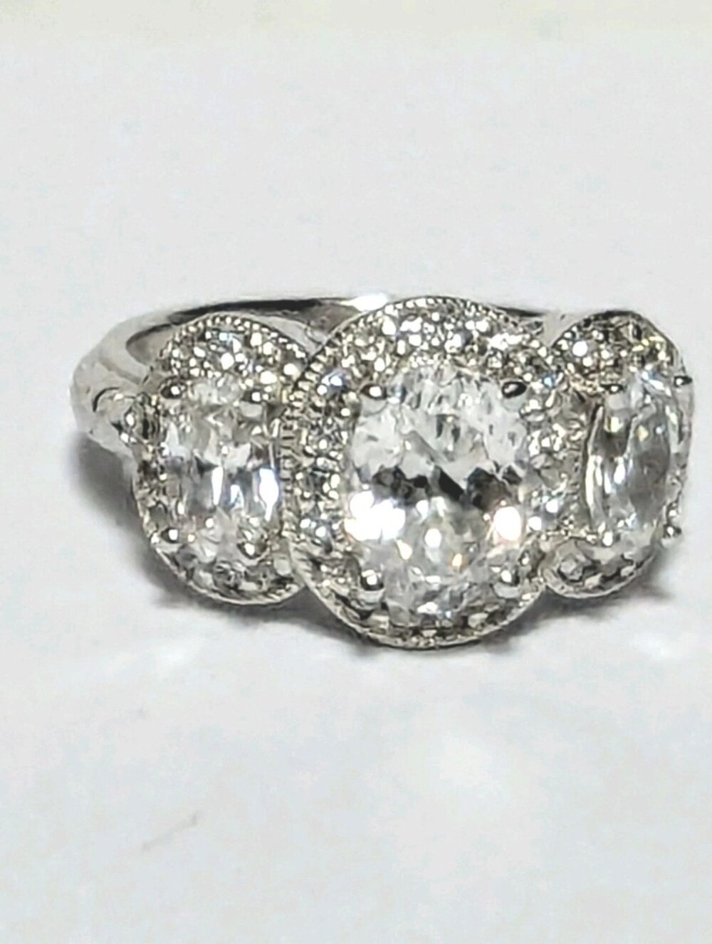 QVC Tacori Sterling Silver Diamonique CZ Bloom With Love 3 Stone Ring Size 10